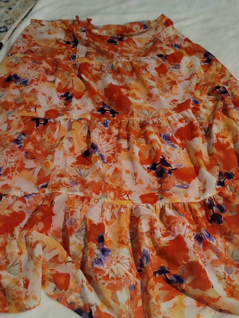 Jones Wear Orange, Purple & Cream Floral Circle Skirt